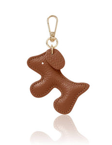 Italian Handmade Leather Dog-Shaped Keyring Bag Charm