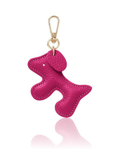 Italian Handmade Leather Dog-Shaped Keyring Bag Charm