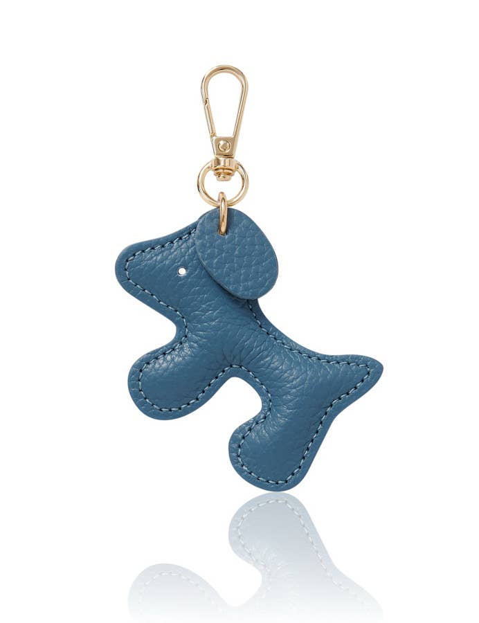 Italian Handmade Leather Dog-Shaped Keyring Bag Charm