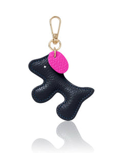 Italian Handmade Leather Dog-Shaped Keyring Bag Charm