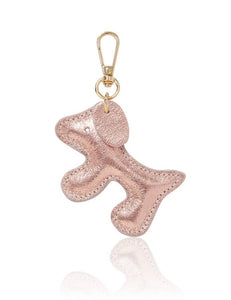 Italian Handmade Leather Dog-Shaped Keyring Bag Charm