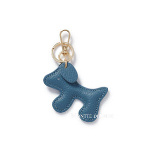 Italian Handmade Leather Dog-Shaped Keyring Bag Charm