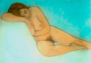 Woman Resting, on Turquoiuse